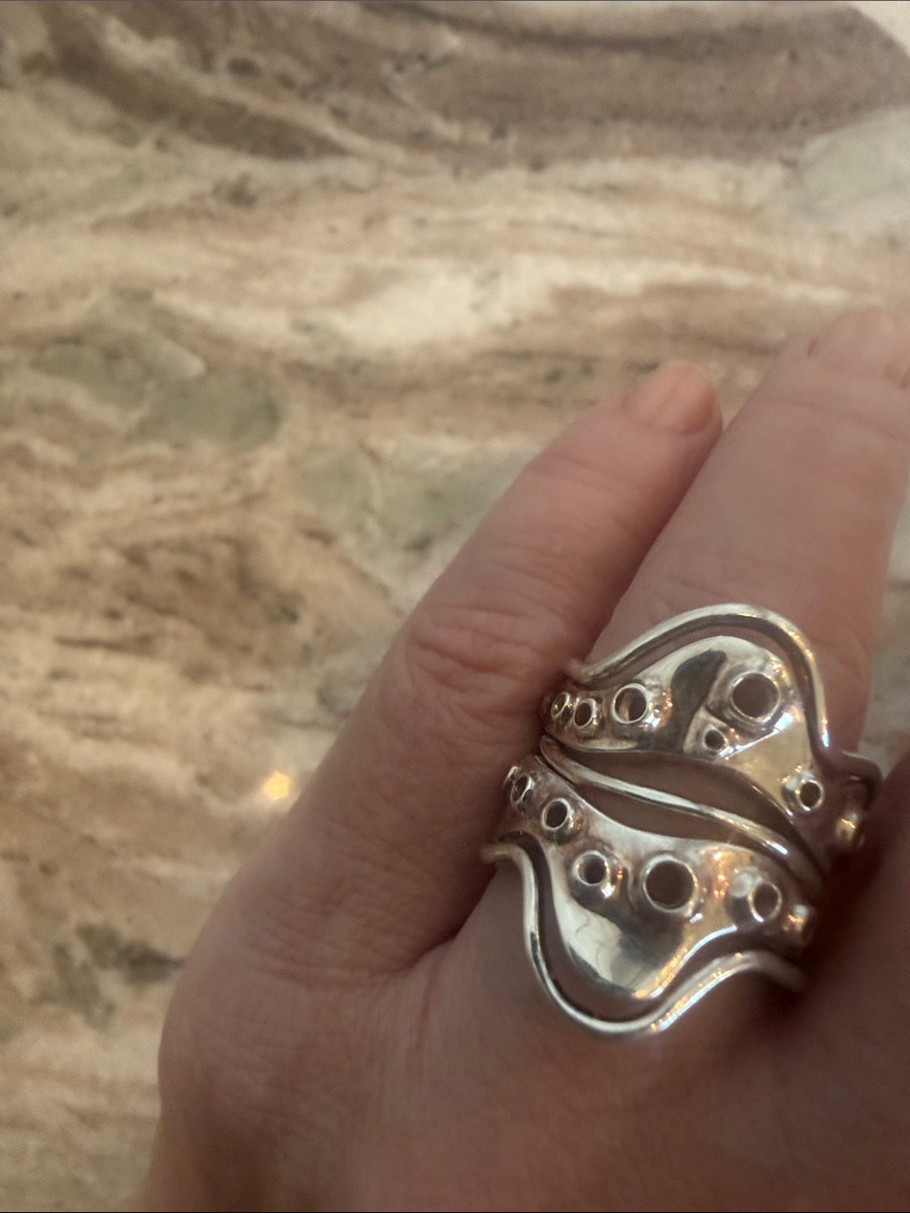 Robert Lee Morris Sculptural Stacked Ring - Silver | Size 6 - Picture 5 of 12
